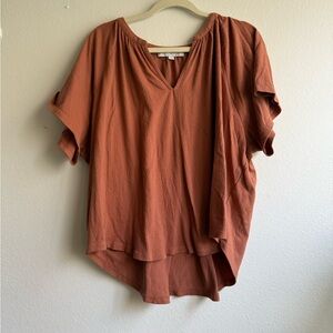 LOFT Rust Short Sleeve V-Neck Tunic
